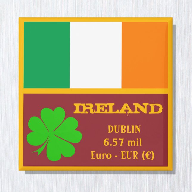 Irländska flagga, Dublin och Irland, resa/sportfan Magnet (Skapare uppladdad)