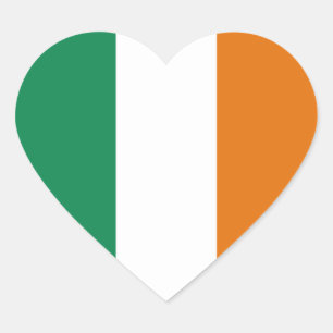 Irländska Flagga Heart Sticker Hjärtformat Klistermärke