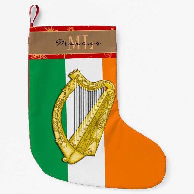 Irländska Flagga, Irland, monogram, harp Liten Julstrumpa (Framsidan)