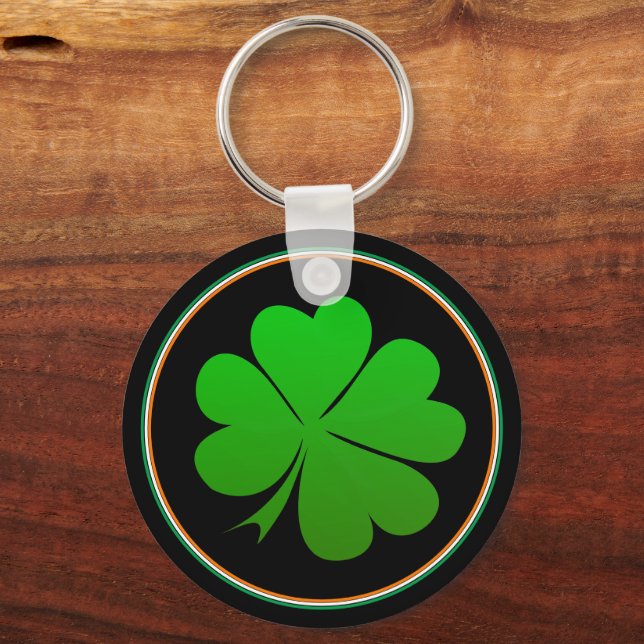 Irländska Flagga, Nycklar, Lucky Klöver Ireland /  Nyckelring (Framsida)