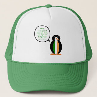 Irländska flaggan talande Ms. Penguin Keps