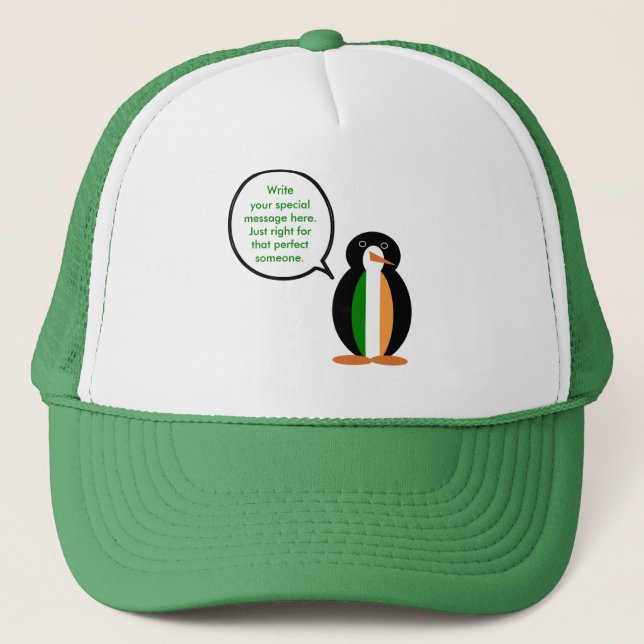 Irländska flaggan talande Ms. Penguin Keps (Framsida)