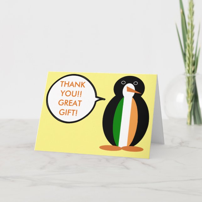 Irländska flaggan talande Ms. Penguin Tack Kort (Framsida)