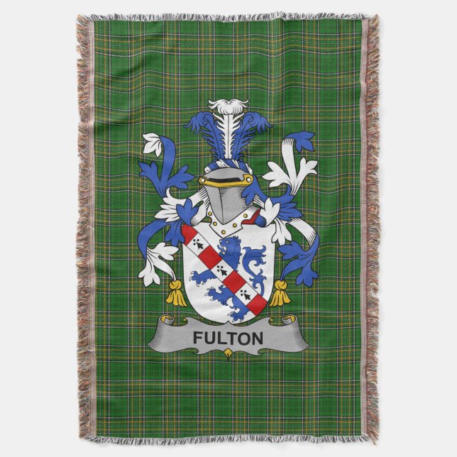 Irländska Fulton Coat of Arms familjevapen Irland Filt (Framsidan Vertikal)