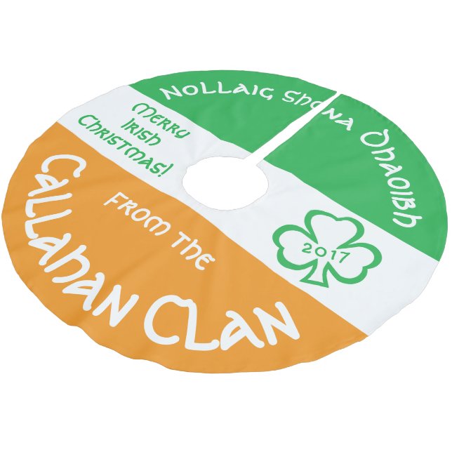 Irländska gaeliska julen Hälsning Flagga i Irland Julgransmatta Borstad Polyester (Vinklad)