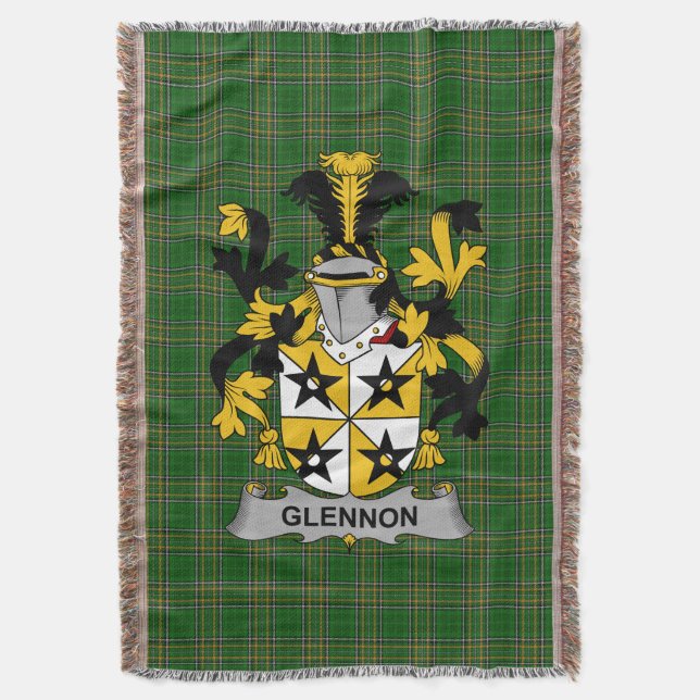 Irländska Glennon eller Glenane Coat of Arms famil Filt (Framsidan Vertikal)