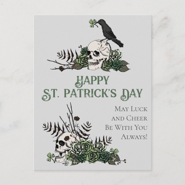 Irländska gröna blomster skallar Glad St. Patrick' Vykort (Framsida)