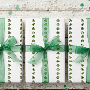 Irländska gröna Shamrock-ränder Presentpapper