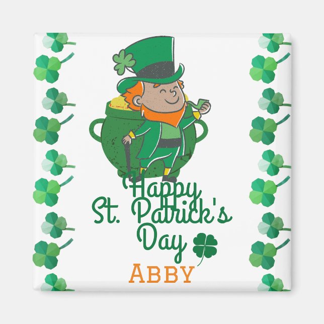 Irländska grönten hade tur Shamrock St. Patrick's  Magnet (Framsidan)