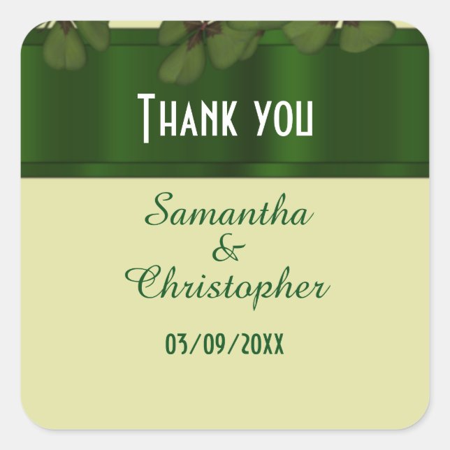 Irländska gröntens schamprock tack fyrkantigt klistermärke (Framsida)