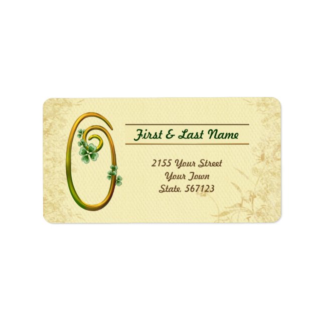 Irländska Guld Monogram 0-etikett Adressetikett (Framsidan)
