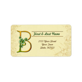 Irländska Guld Monogram B-etikett Adressetikett