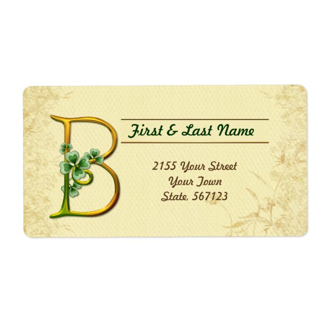 Irländska Guld Monogram B-etikett Fraktsedel (Framsidan)