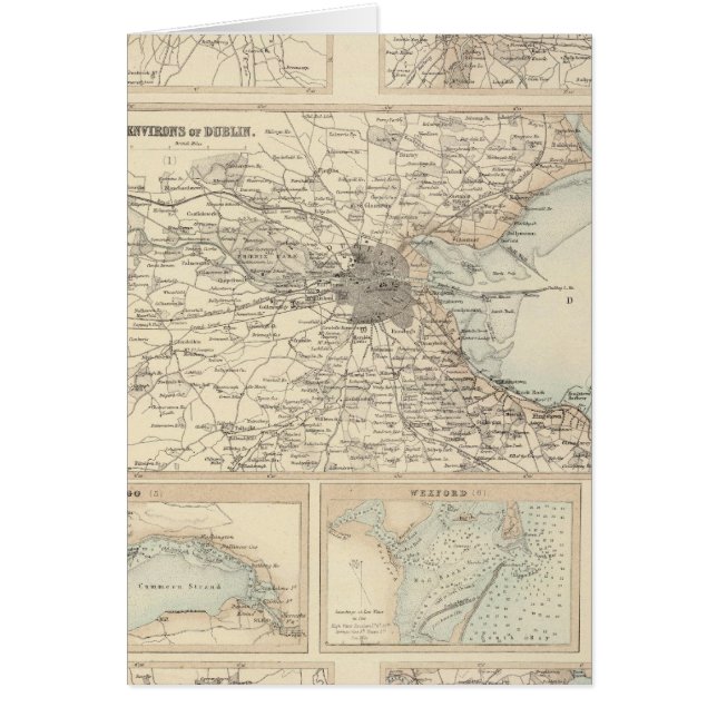 Irländska hamnar och hamnar hälsningskort (Framsidan)
