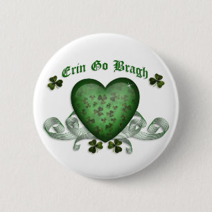 Irländska hjärtat Erin Go Bragh grönt hjärta Knapp