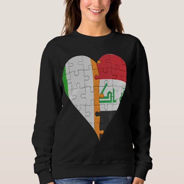 Irländska irakiska Flagga Heart T Shirt (Framsida)