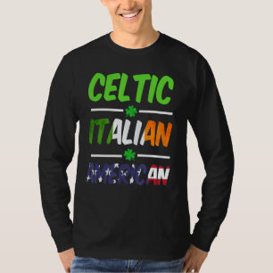 Irländska italienska amerikanska Flagga och Shamro T Shirt
