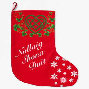 Irländska julen Hälsning - Nollaig Shona Duit Stor Julstrumpa