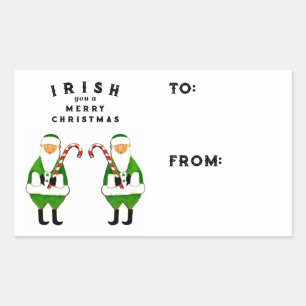Irländska Juletiketter Rektangulärt Klistermärke