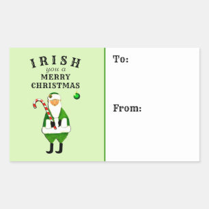 Irländska Juletiketter Rektangulärt Klistermärke
