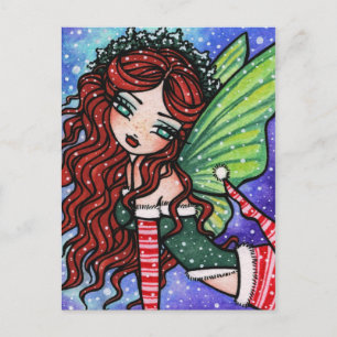Irländska julvinter Snowflake Fairy Fantasy Gir Helg Vykort