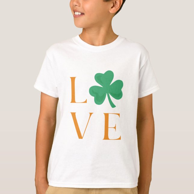 Irländska Kärlek Klöver Shamrock-Grönten och Orang T Shirt (Framsida)