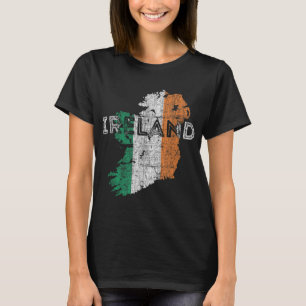 Irländska Karta och Flagga Souvenir - Distress Irl T Shirt