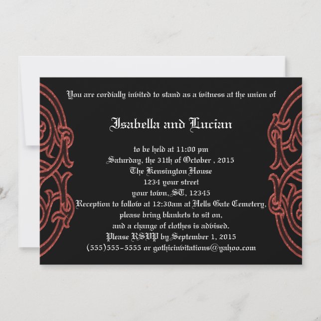 Irländska knop med poetry Goth Wedding-inbjudninga Inbjudningar (Framsida)
