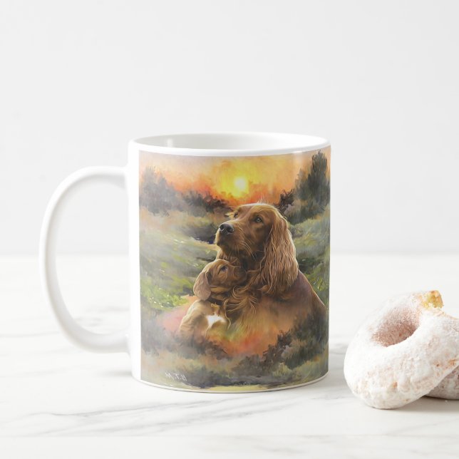 Irländska konstnärer med valp kaffemugg (Med munk)