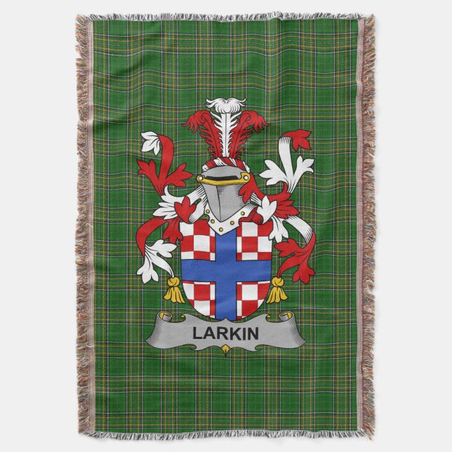 Irländska Larkin eller O_Larkin familjevapen Crest Filt (Framsidan Vertikal)