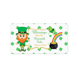 Irländska Leprechaun Hälsningar Klöver St Patrick' Adressetikett