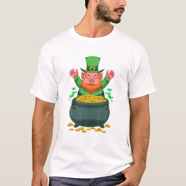 Irländska Leprechaun Pot of Guld Ireland St Patric T Shirt (Framsida)