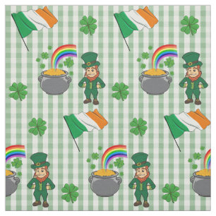 Irländska Leprechaun Rainbow Pot of Guld Flagga R Tyg