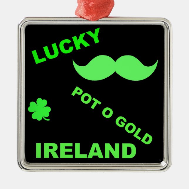 Irländska Lucky Pot o Guld citat Julgransprydnad Metall (Framsidan)
