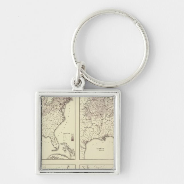 Irländska och tyska populationen 1870 fyrkantig silverfärgad nyckelring (Framsidan)
