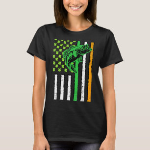 Irländska oss amerikanska flaggfisket fisk St Patr T Shirt