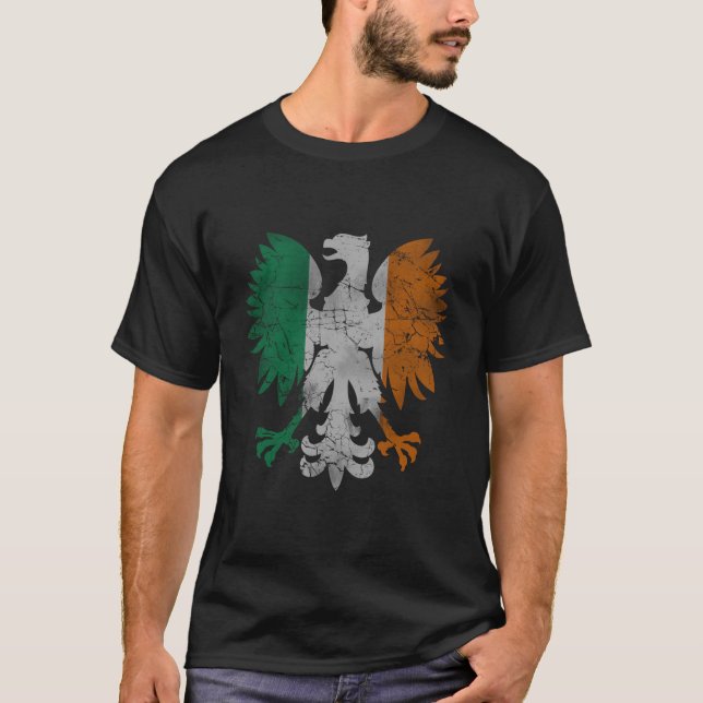 Irländska polska Eagle Flagga T Shirt (Framsida)