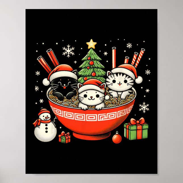 Irländska Ramen Cats Cute Anime Jul för kvinnor Gi Poster (Framsidan)