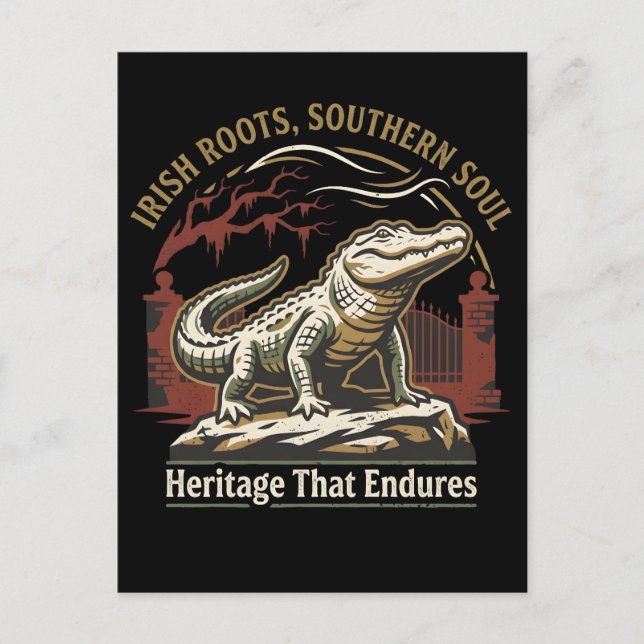Irländska rötter Southern Soul Alligator Vykort (Framsida)