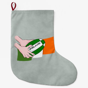 Irländska Rugby Team-supportrar Flagga med Boll Stor Julstrumpa