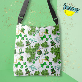 Irländska Saint patrick's Day Shamrock Grönt White Axelväska