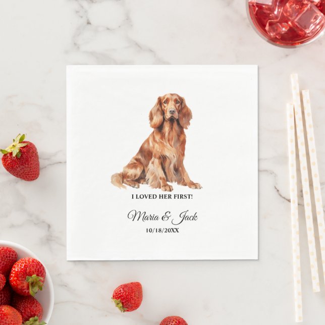 Irländska Setter Hund Bröllops Servetter med Foto (Insitu)