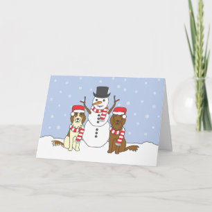 Irländska Setters och snögubbe Helgkort