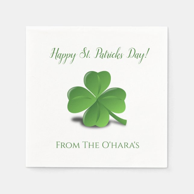 Irländska Shamrock Glad St. Patrick's Day servette Pappersservett (Framsidan)