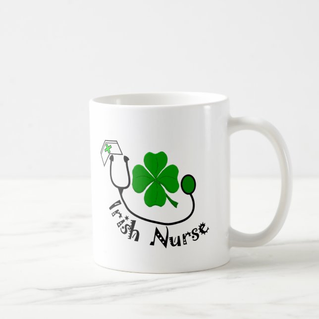 Irländska sjuksköterskagåvor, grön klöverdesign kaffemugg (Höger)