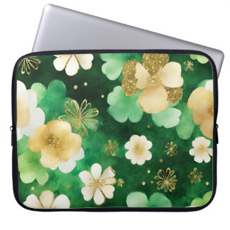 IRLÄNDSKA SKAMROCKER I grönt & GULD Laptop Fodral