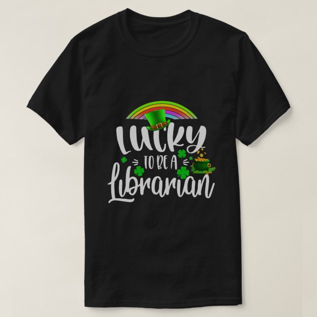 Irländska som vill vara en bibliotekarie St patric T Shirt (Design framsida)