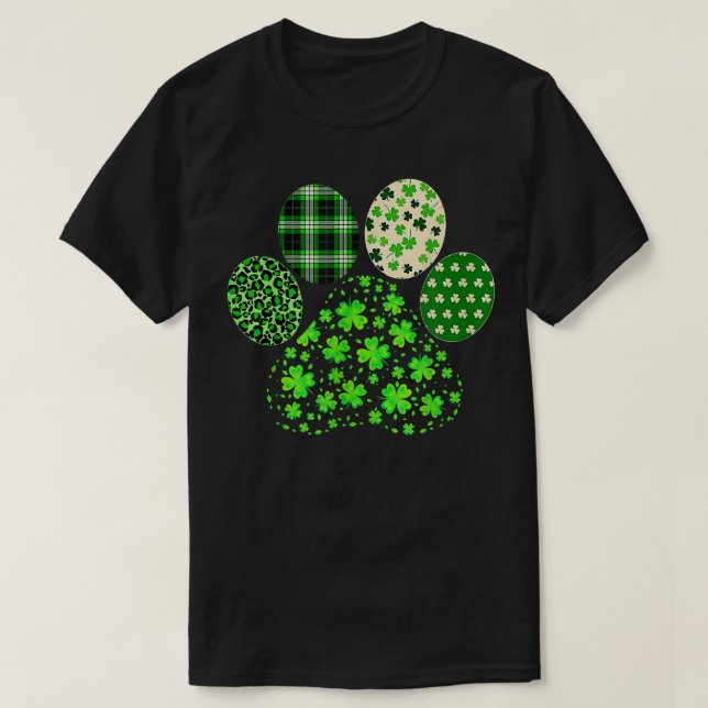 Irländska Söta Hundklöverns Klo St. Patricks Dag L T Shirt (Design framsida)