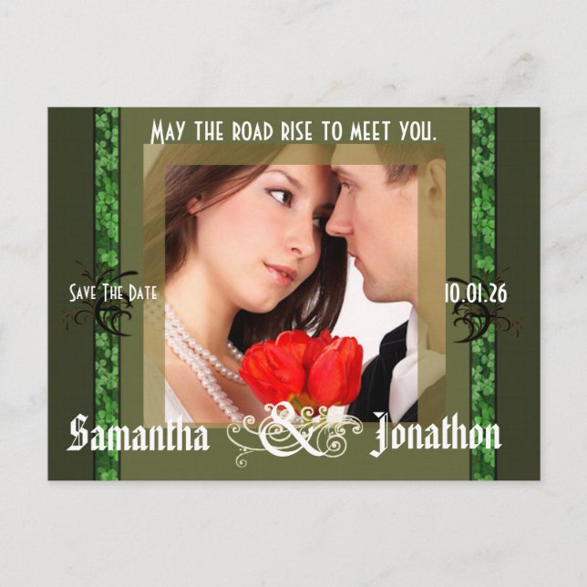 Irländska Spara Datum med Ditt Foto Meddelande Vykort (Framsida)