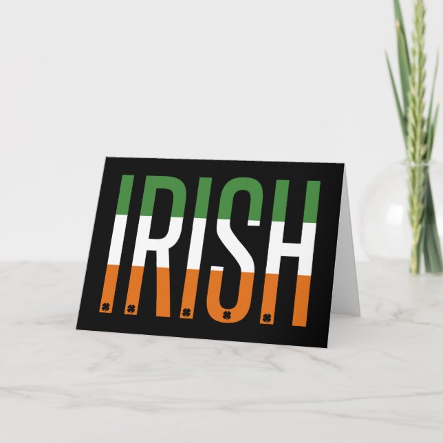 Irländska St Patricks dag Irland Flagga Shamrock L Kort (Framsida)